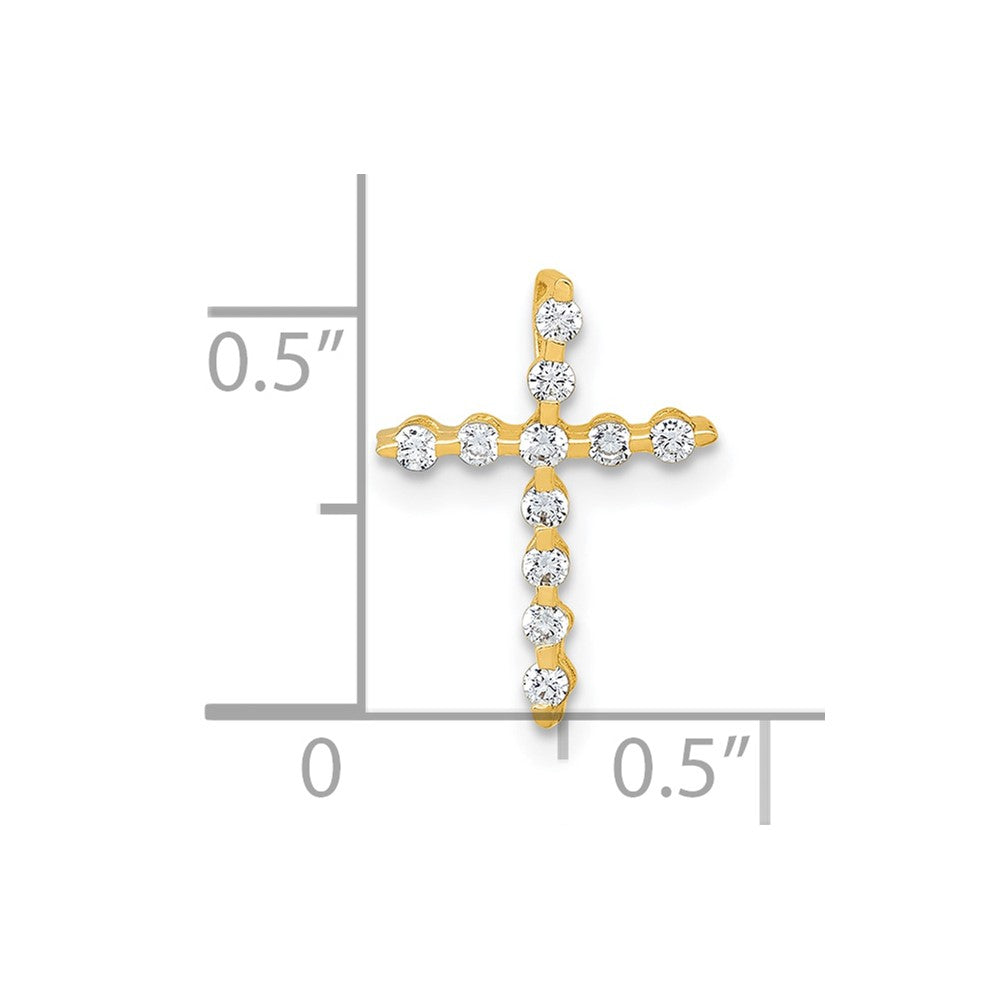 10k Polished CZ Cross Chain Slide Pendant - Product Photo