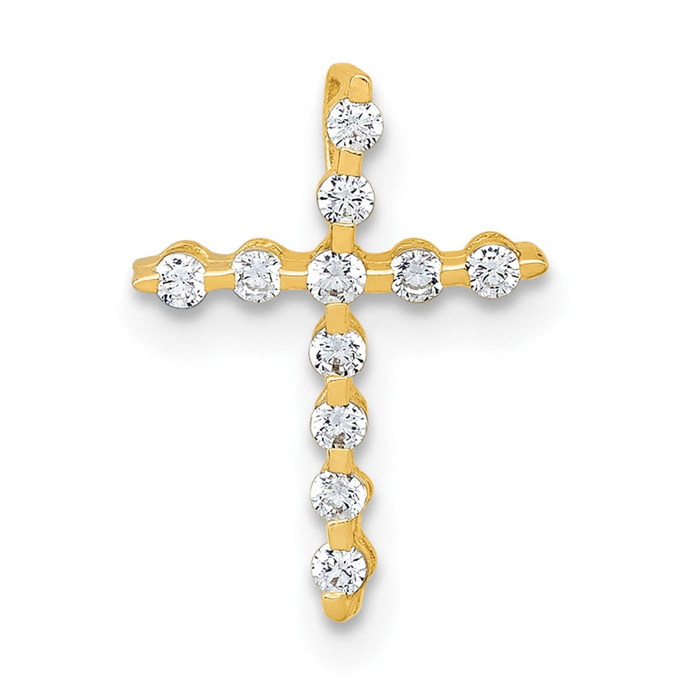 10k Polished CZ Cross Chain Slide Pendant - Product Photo