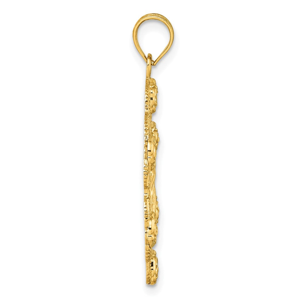 10K Yellow Gold Polished Diamond-cut Our Lady of Guadalupe with Flowers Pendant - Product Photo