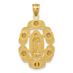 10K Yellow Gold Polished Diamond-cut Our Lady of Guadalupe with Flowers Pendant - Product Photo