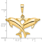 10K Yellow Gold Solid Polished Twin Dolphins Charm - Product Photo