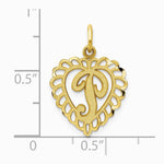 10K / 14K Yellow Gold Initial P Charm - Product Photo