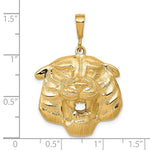 10K Yellow Gold Solid Polished Tiger Head Charm - Product Photo