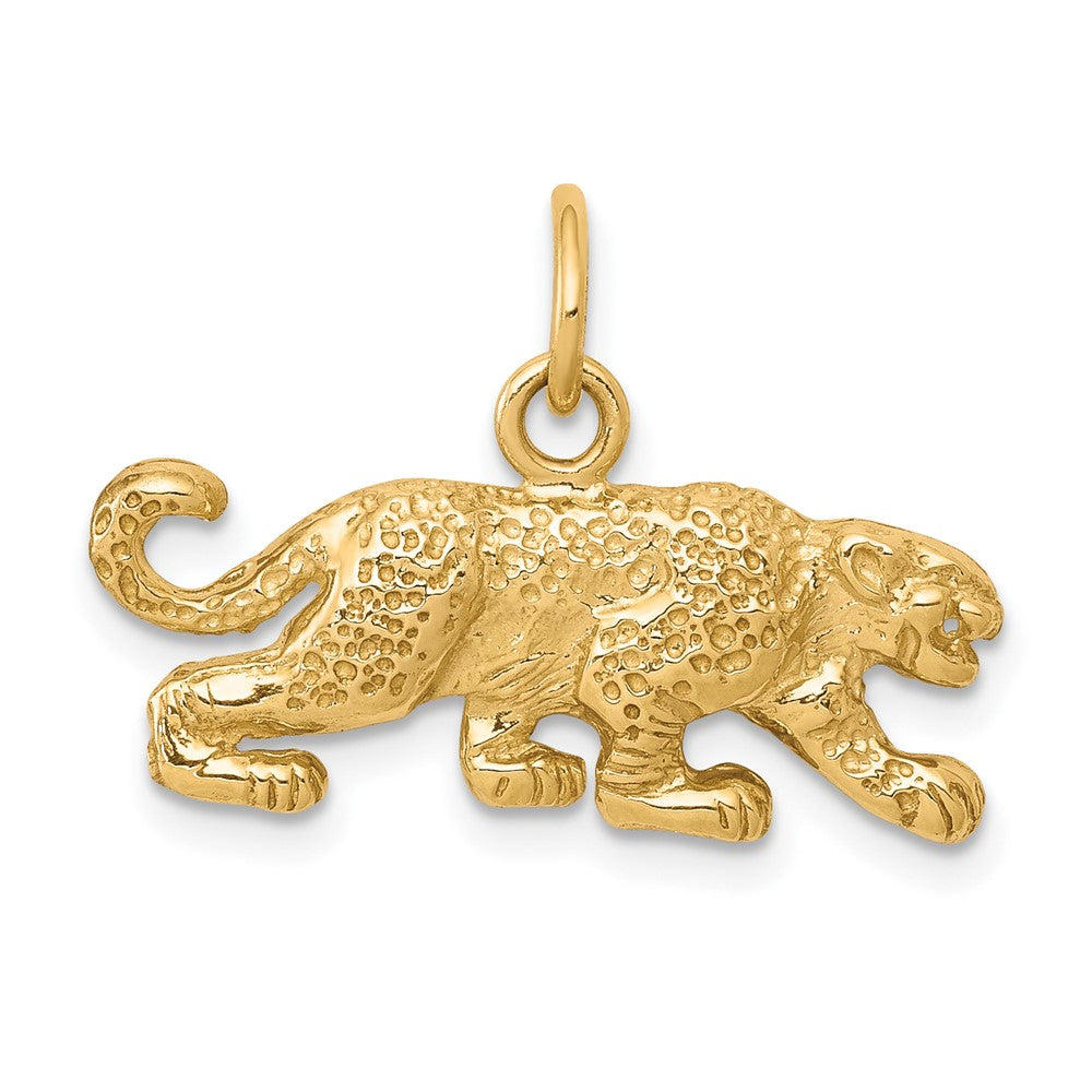 10K Yellow Gold Solid Satin Small Leopard Charm - Product Photo