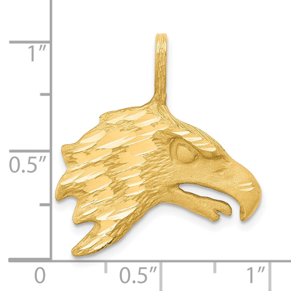 10K Yellow Gold Solid Diamond-cut Eagle Head Charm - Product Photo