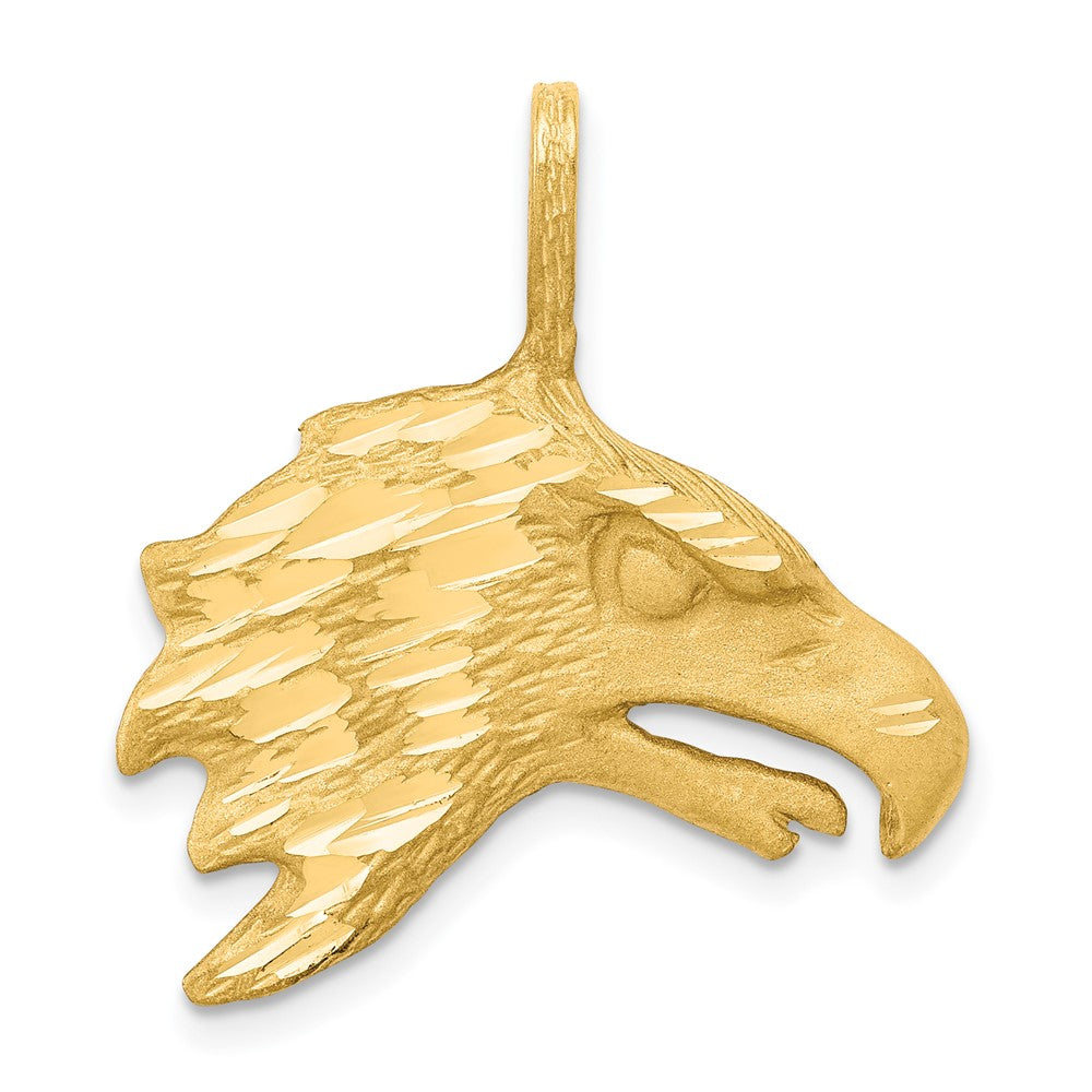 10K Yellow Gold Solid Diamond-cut Eagle Head Charm - Product Photo