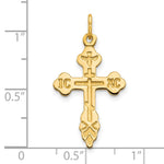 10K Yellow Gold Eastern Orthodox Cross Charm - Product Photo