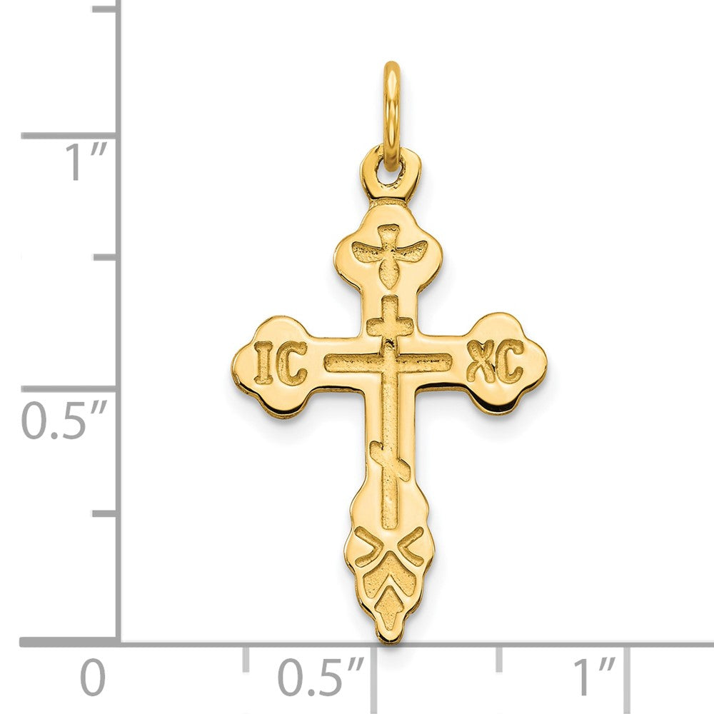 10K Yellow Gold Eastern Orthodox Cross Charm - Product Photo