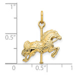 10K Yellow Gold Solid Carousel Horse Charm - Product Photo
