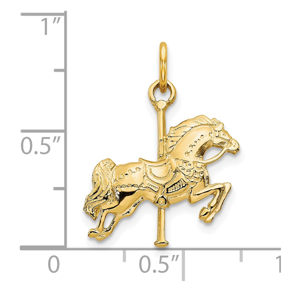 10K Yellow Gold Solid Carousel Horse Charm - Product Photo
