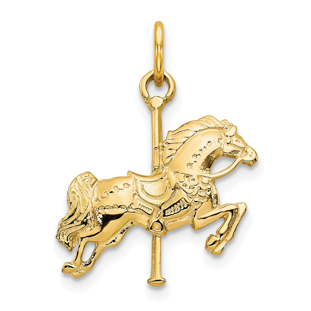 10K Yellow Gold Solid Carousel Horse Charm - Product Photo