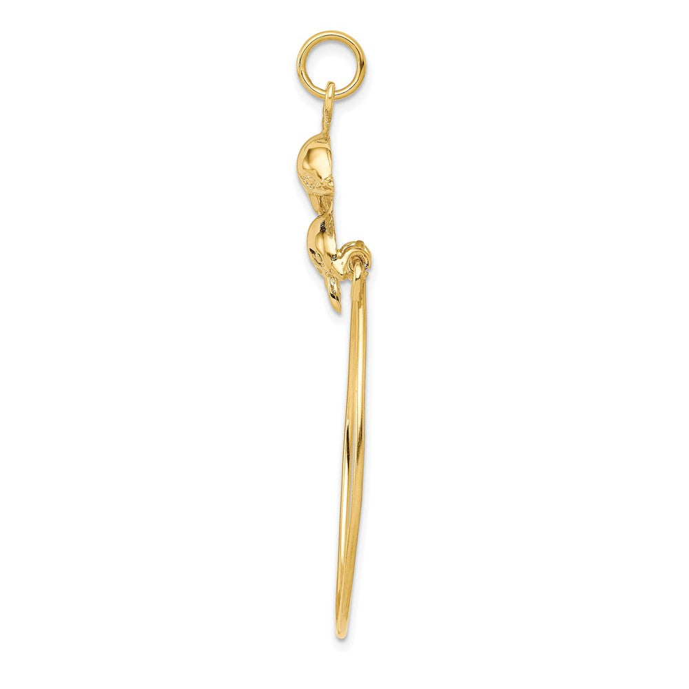 10K Yellow Gold Double Dolphin Charm Holder - Product Photo