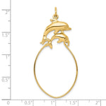 10K Yellow Gold Double Dolphin Charm Holder - Product Photo