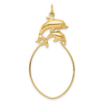 10K Yellow Gold Double Dolphin Charm Holder - Product Photo