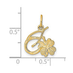 10K Yellow Gold Solid Horseshoe Wishbone and Shamrock Charm - Product Photo