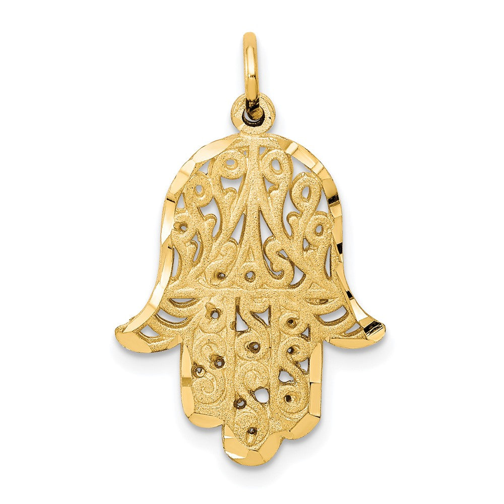 10K Yellow Gold Filigree Chamseh Charm