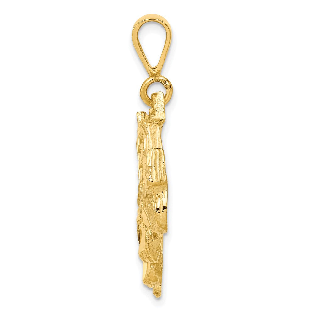 10K Yellow Gold Solid Diamond-cut Semi with Trailer Charm - Product Photo