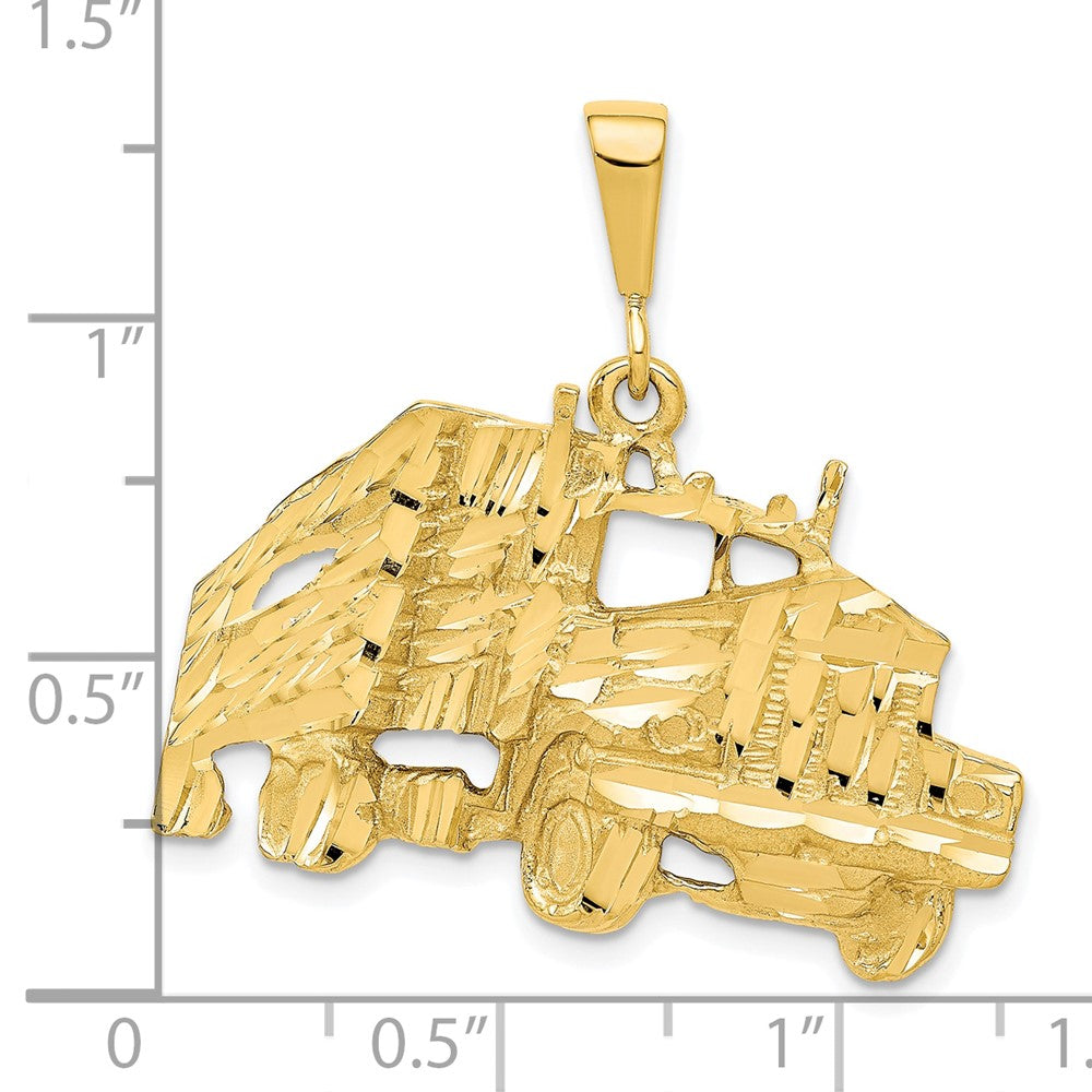 10K Yellow Gold Solid Diamond-cut Semi with Trailer Charm - Product Photo