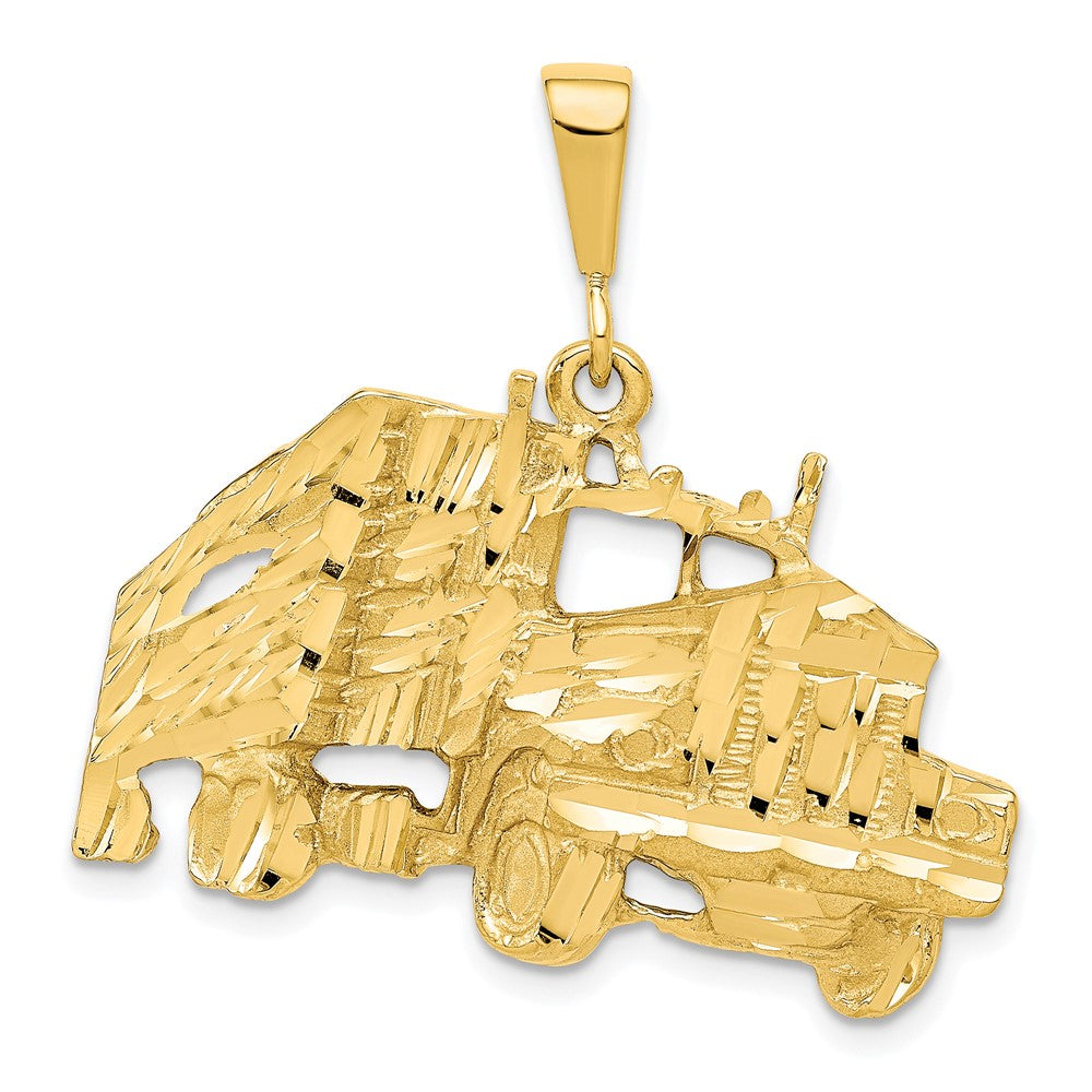 10K Yellow Gold Solid Diamond-cut Semi with Trailer Charm - Product Photo
