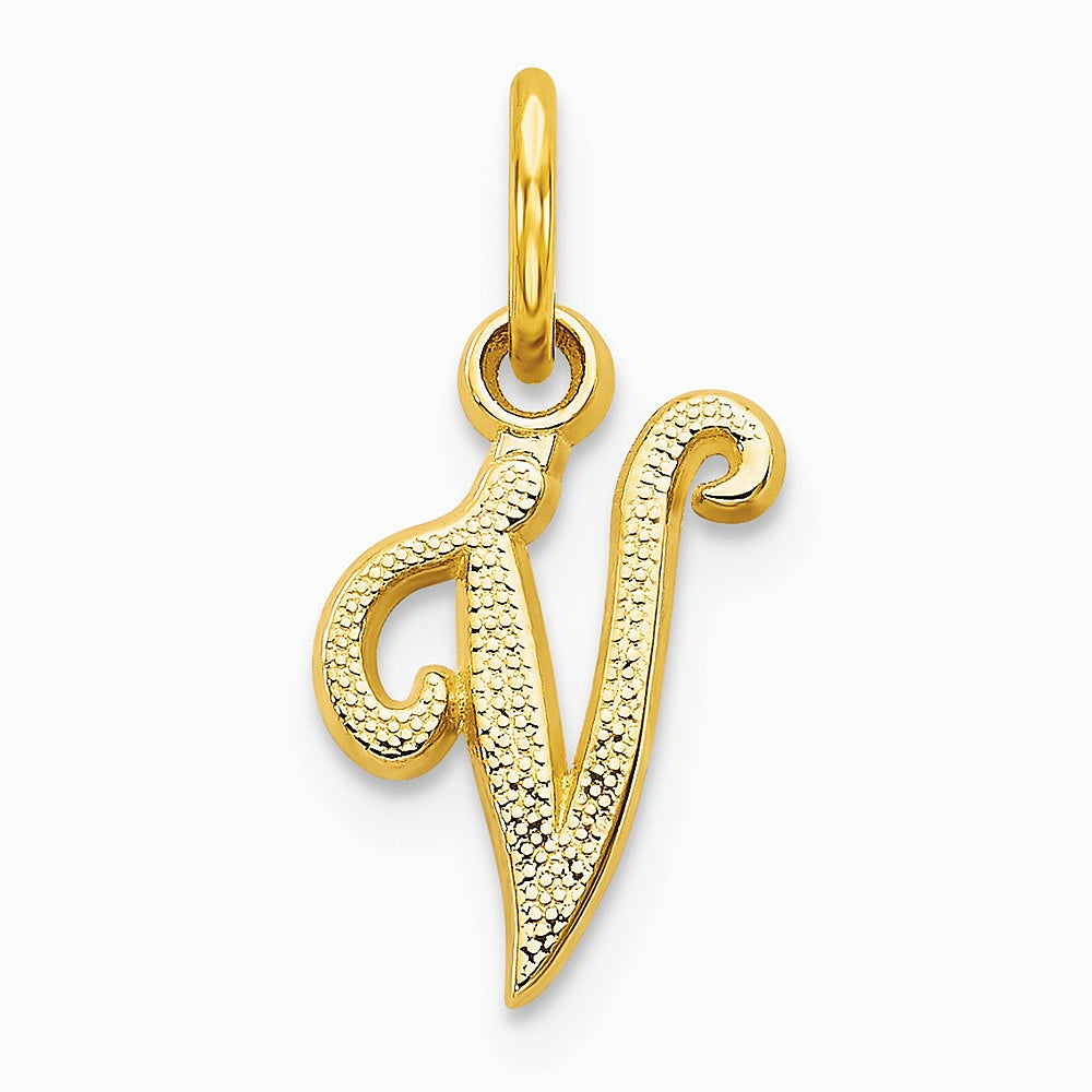 10K Yellow Gold Initial V Charm