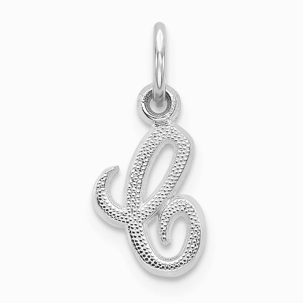 10K White Gold Initial C Charm - Product Photo