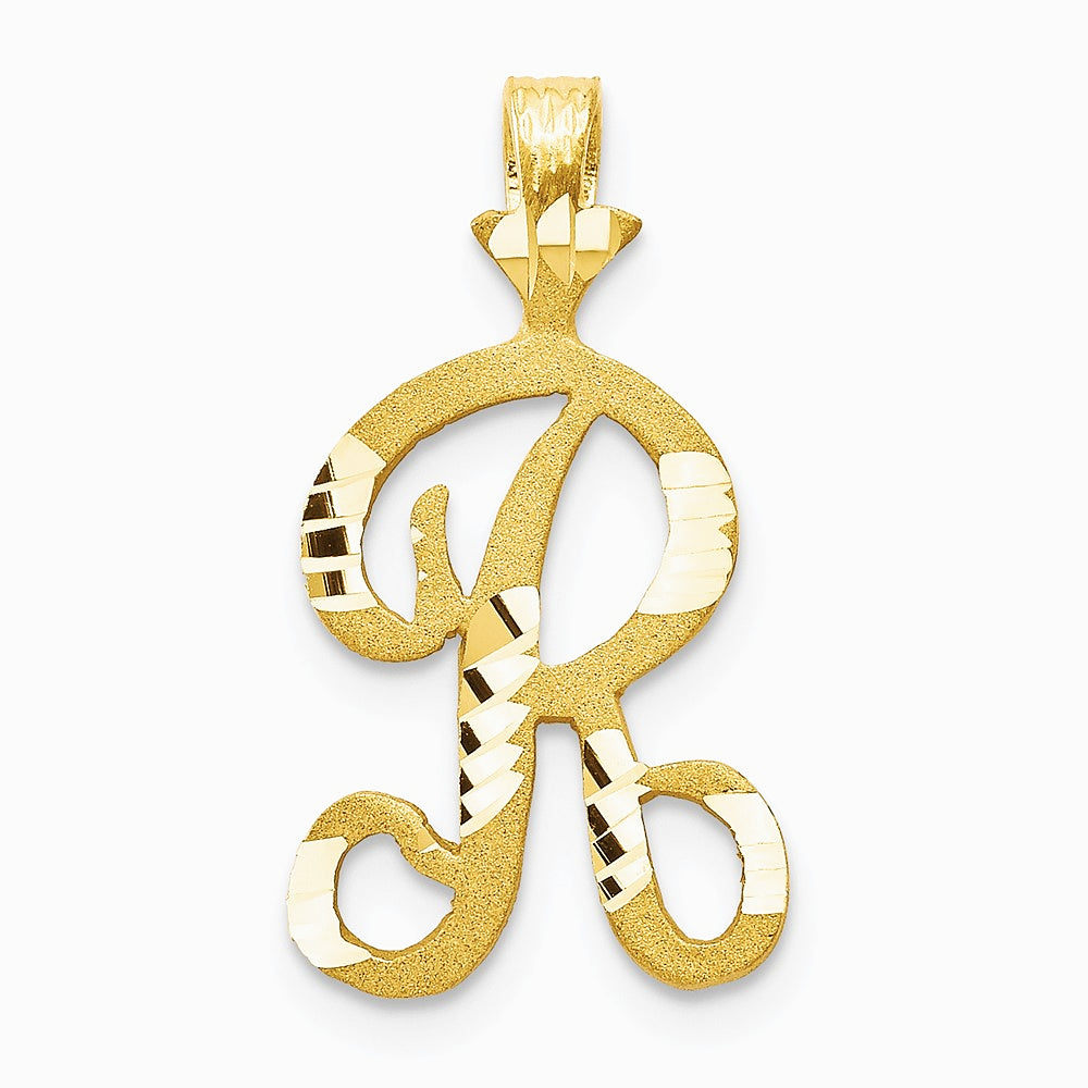 10K Yellow Gold Initial R Pendant - Product Photo