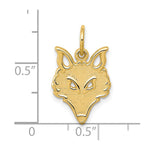 10K Yellow Gold Solid Flat Back Small Fox Head Charm - Product Photo