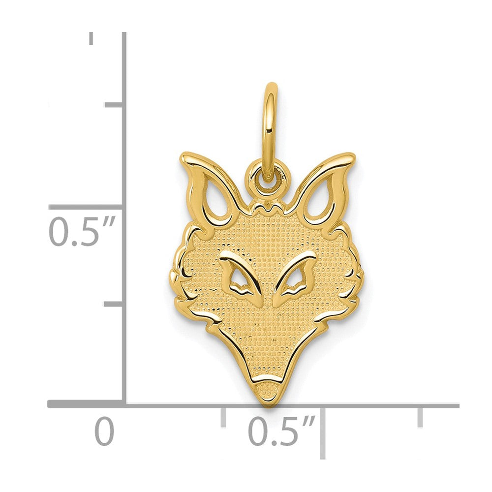 10K Yellow Gold Solid Flat Back Small Fox Head Charm - Product Photo
