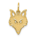 10K Yellow Gold Solid Flat Back Small Fox Head Charm - Product Photo