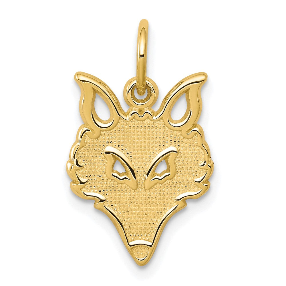 10K Yellow Gold Solid Flat Back Small Fox Head Charm - Product Photo