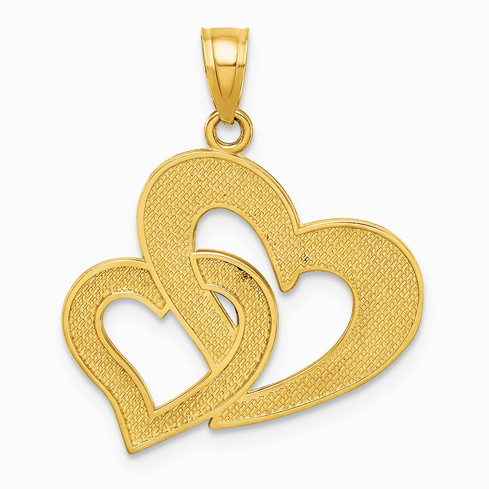 10K Yellow with Rhodium with Rhodium Double Heart Pendant - Product Photo