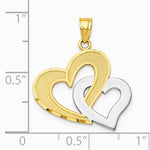 10K Yellow with Rhodium with Rhodium Double Heart Pendant - Product Photo