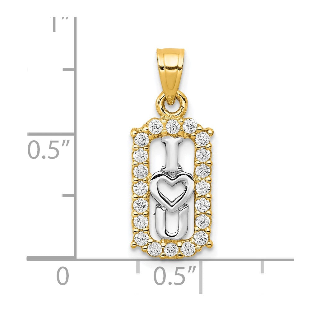 10K w/ Rhodium CZ I LOVE YOU Charm - Product Photo