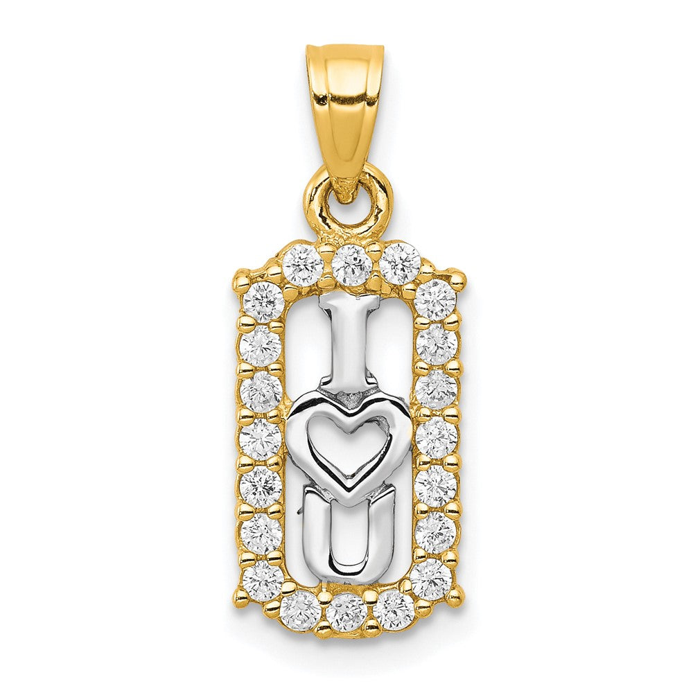 10K w/ Rhodium CZ I LOVE YOU Charm - Product Photo
