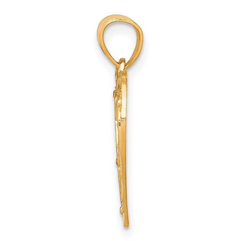 10K Yellow with Rhodium & Rhodium MOM Heart Charm - Product Photo