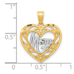 10K Yellow with Rhodium & Rhodium MOM Heart Charm - Product Photo