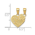 10K BIG SIS, Lil SIS Break-Apart Heart Charm - Product Photo