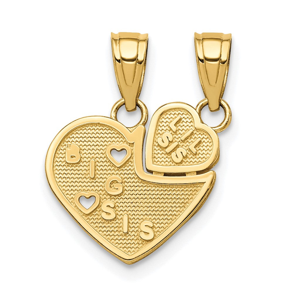 10K BIG SIS, Lil SIS Break-Apart Heart Charm - Product Photo