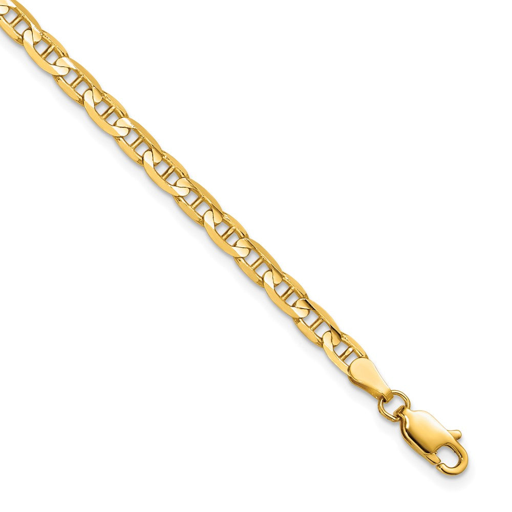 10K Yellow Gold 3.75mm Concave Anchor Chain Bracelet 7"-9"