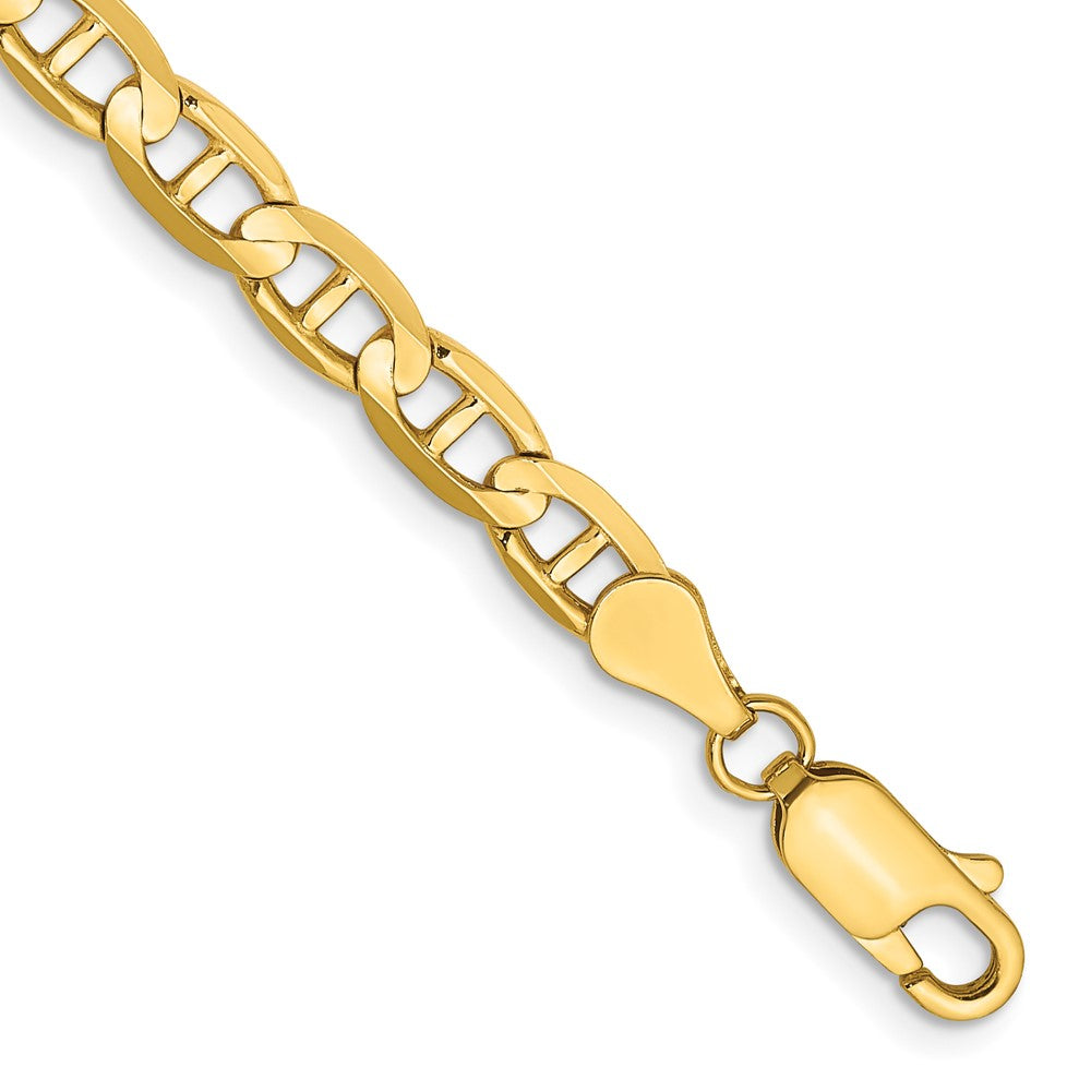 10K Yellow Gold 4.5mm Concave Anchor Chain Bracelet 7"-9"