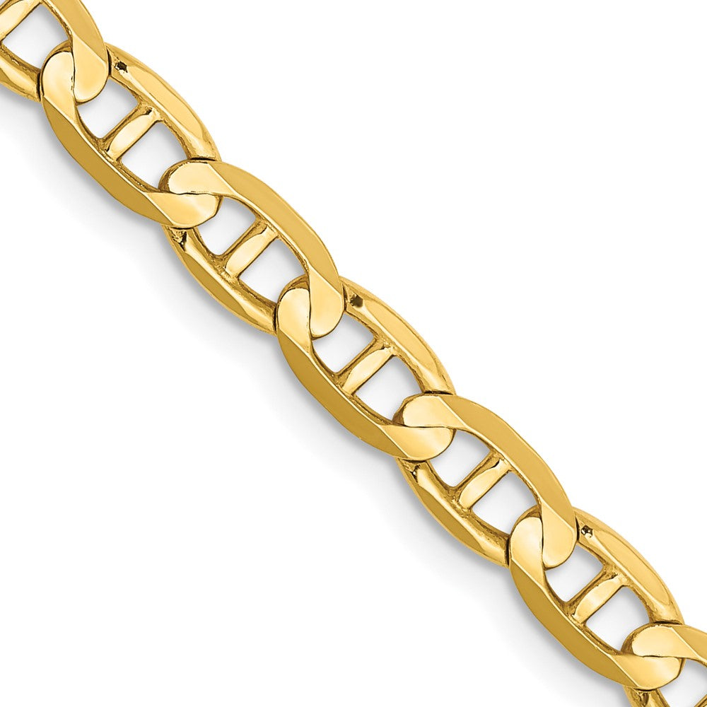 10K Yellow Gold 4.5mm Concave Anchor Chain Necklace 18"-24"