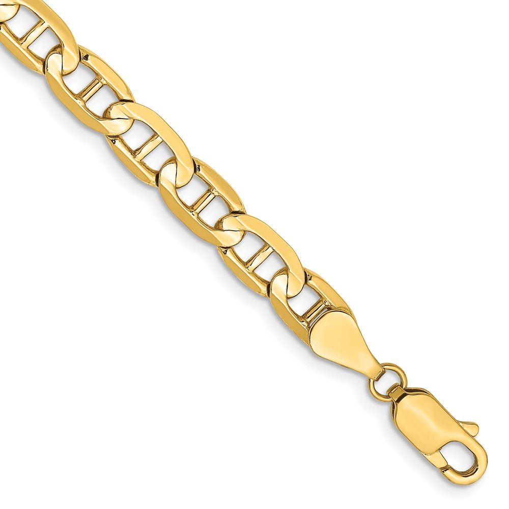 10K Yellow Gold 5.25mm Concave Anchor Chain Bracelet 7"-9"