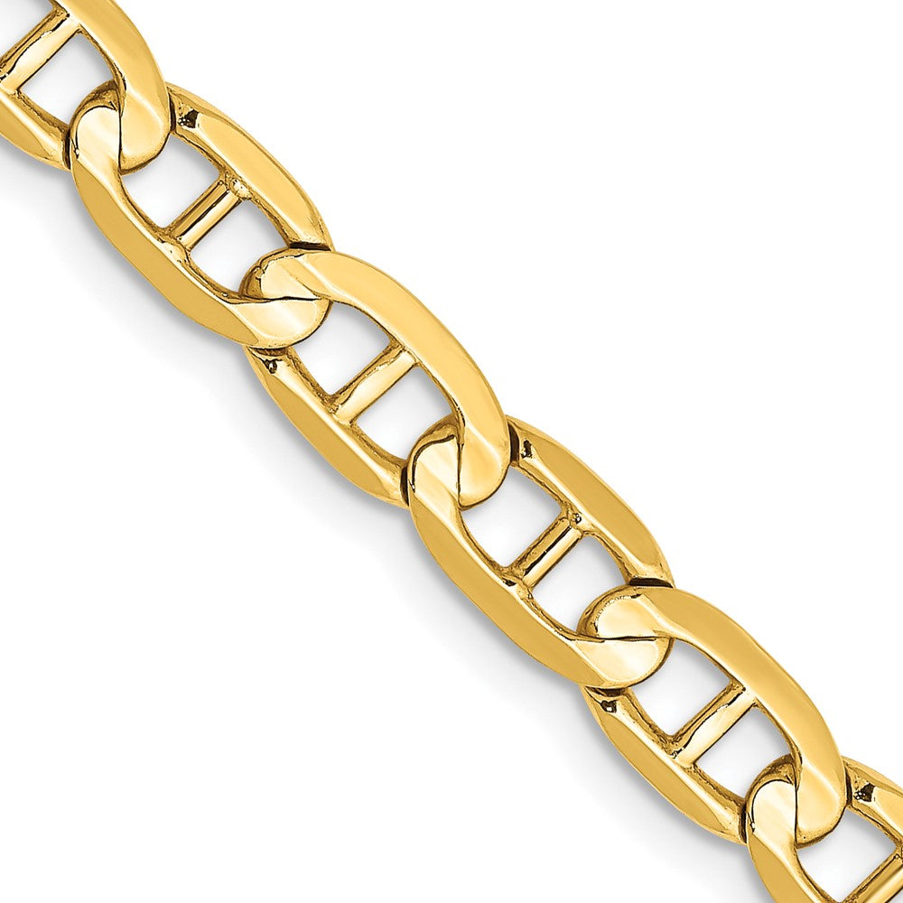 10K Yellow Gold 5.25mm Concave Anchor Chain Necklace 18"-26"