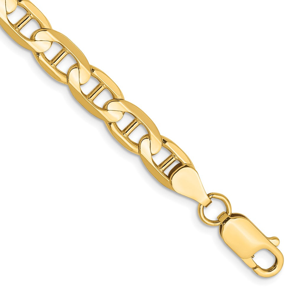 10K Yellow Gold 6.25mm Concave Anchor Chain Bracelet 7"-9"