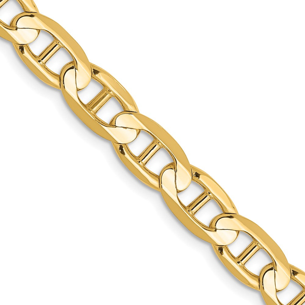 10K Yellow Gold 6.25mm Concave Anchor Chain Necklace 20"-26"