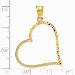 10K / 14K Yellow Gold Satin Diamond-cut Crooked Heart Pendant - Product Photo