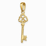 10K / 14K Yellow Gold Polished 3-D Hearts Key Charm - Product Photo