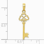10K / 14K Yellow Gold Polished 3-D Hearts Key Charm - Product Photo