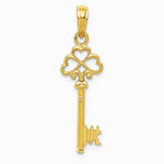10K / 14K Yellow Gold Polished 3-D Hearts Key Charm - Product Photo