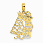 10K / 14K Yellow Gold Polished Christmas Tree and Santa Pendant - Product Photo